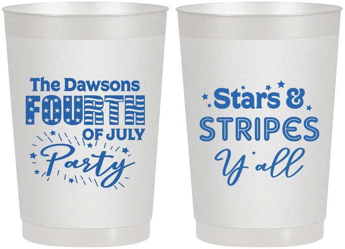Personalized 4th Of July 22 oz Frosted Cups - Stars Stripes | 220047