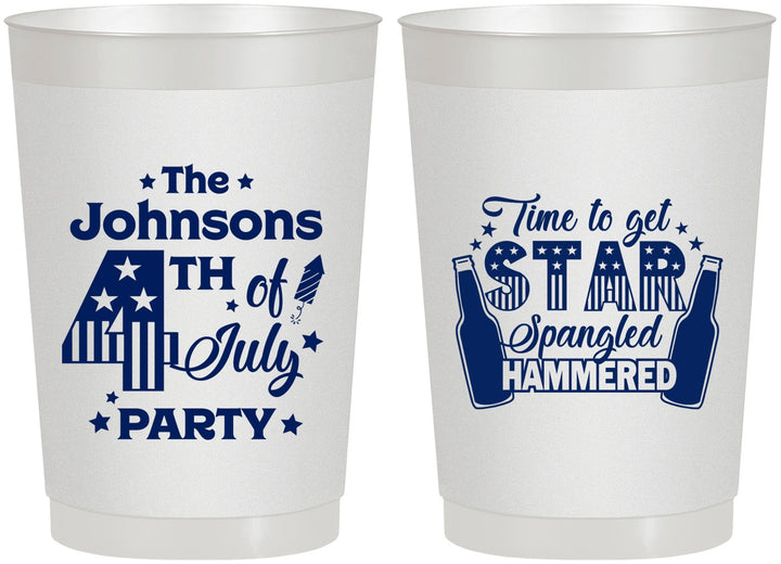 Personalized 4th Of July 22 oz Frosted Cups - Star Spangled Hammered | 220049