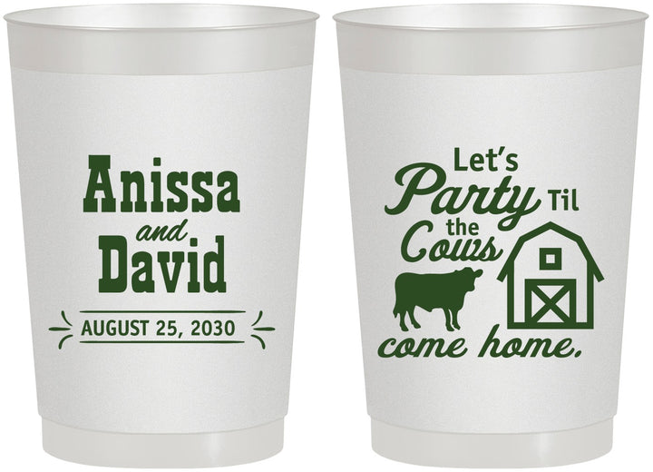 Personalized Wedding 22 oz Frosted Cups - Party Til The Cows Come Home | 222