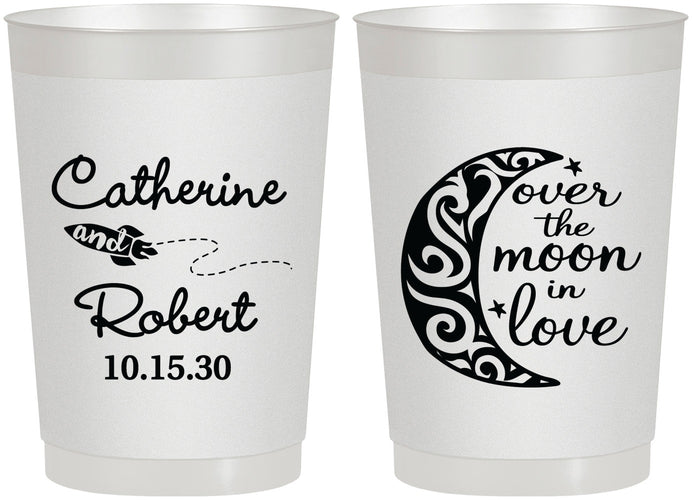 Personalized Wedding 22 oz Frosted Cups - Over The Moon In Love | 224