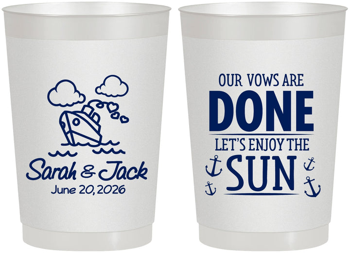 Personalized Wedding 22 oz Frosted Cups - Vows Are Done Cruise | 229