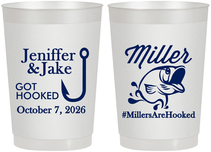 Personalized Wedding 22 oz Frosted Cups - Got Hook Fish | 230