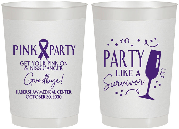 Personalized Awareness 22 oz Frosted Cups - Pink Party | 230000