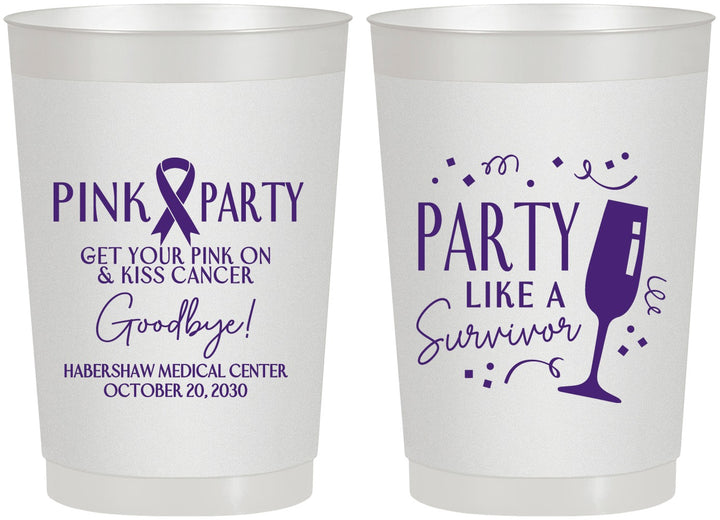 Personalized Awareness 22 oz Frosted Cups - Pink Party | 230000