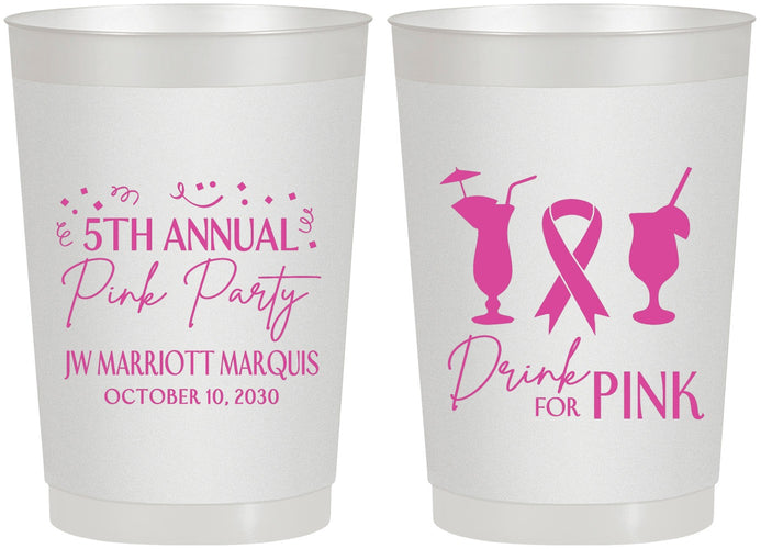 Personalized Awareness 22 oz Frosted Cups - Drink For Pink | 230001