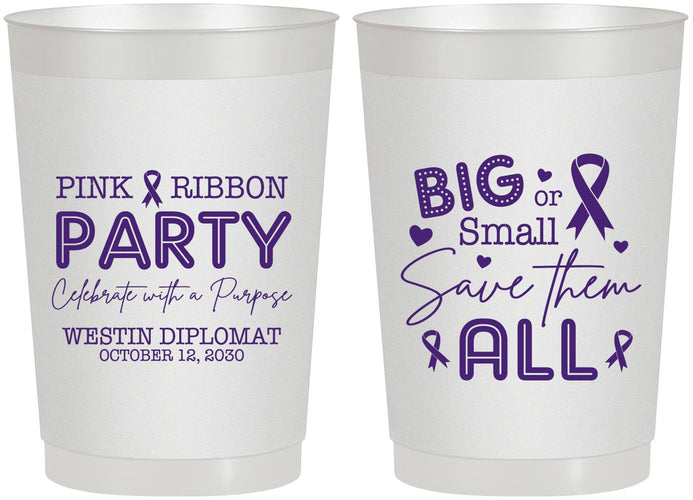 Personalized Awareness 22 oz Frosted Cups - Pink Ribbon | 230004