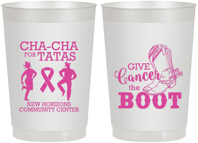 Personalized Awareness 22 oz Frosted Cups - Give Cancer A Boot | 230011