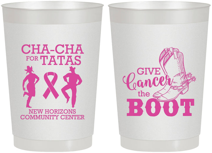 Personalized Awareness 22 oz Frosted Cups - Give Cancer A Boot | 230011