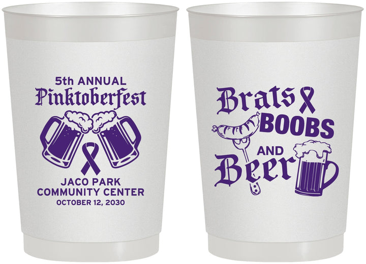 Personalized Awareness 22 oz Frosted Cups - Brats Boobs Beer | 230012