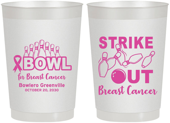 Personalized Awareness 22 oz Frosted Cups - Bowling Strike Out | 230015