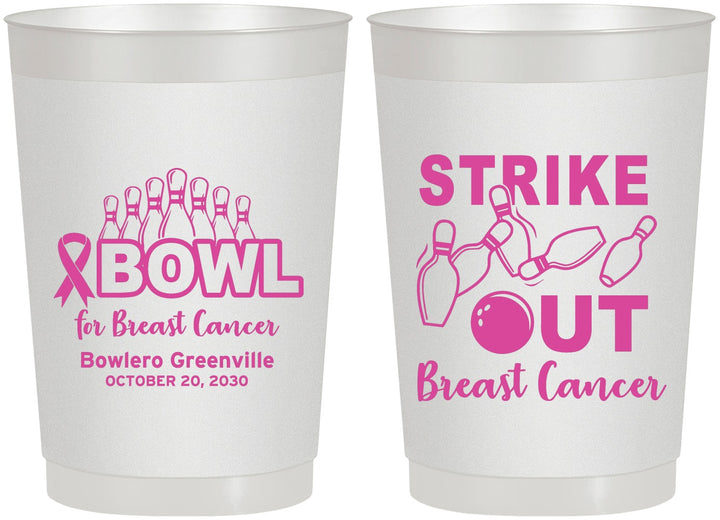 Personalized Awareness 22 oz Frosted Cups - Bowling Strike Out | 230015