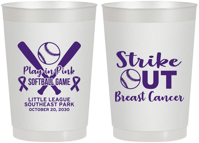 Personalized Awareness 22 oz Frosted Cups - Baseball Strick Out | 230016