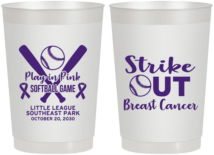 Personalized Awareness 22 oz Frosted Cups - Baseball Strick Out | 230016