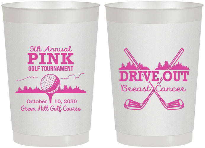 Personalized Awareness 22 oz Frosted Cups - Gold Drive Out | 230017