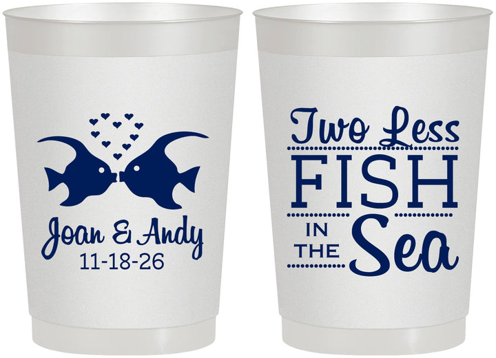 Personalized Wedding 22 oz Frosted Cups - Two Less Fish In The Sea | 231