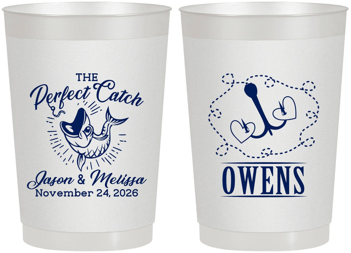 Personalized Wedding 22 oz Frosted Cups - The Perfect Catch | 232