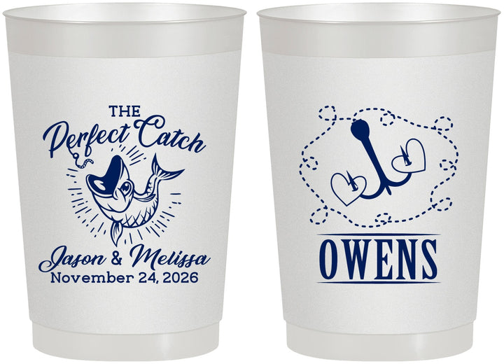 Personalized Wedding 22 oz Frosted Cups - The Perfect Catch | 232