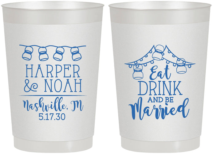 Personalized Wedding 22 oz Frosted Cups - Eat Drink Be Married | 235