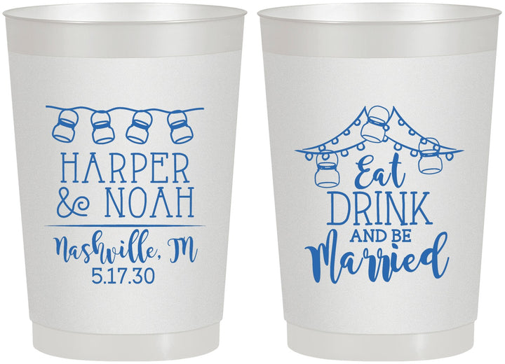 Personalized Wedding 22 oz Frosted Cups - Eat Drink Be Married | 235