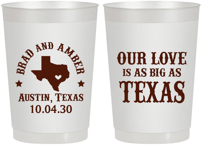 Personalized Wedding 22 oz Frosted Cups - Our Love Is As Big As Texas | 236