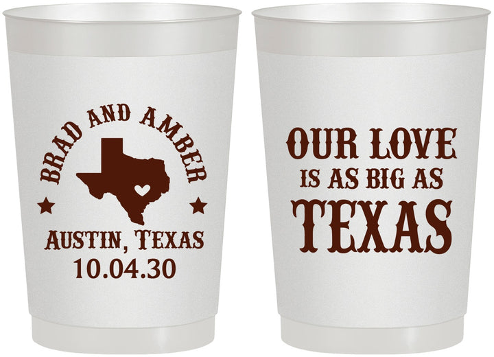 Personalized Wedding 22 oz Frosted Cups - Our Love Is As Big As Texas | 236
