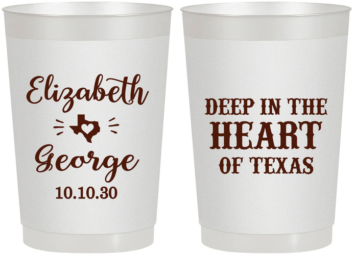 Personalized Wedding 22 oz Frosted Cups - Deep In The Heart Of Texas | 237