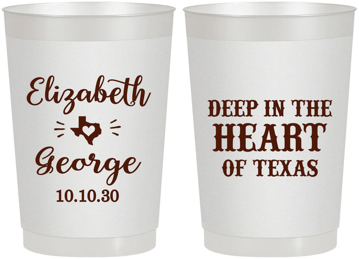Personalized Wedding 22 oz Frosted Cups - Deep In The Heart Of Texas | 237