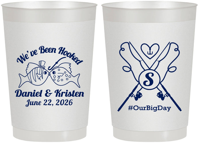 Personalized Wedding 22 oz Frosted Cups - Been Hooked Fishing | 238