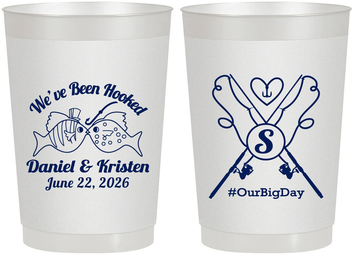 Personalized Wedding 22 oz Frosted Cups - Been Hooked Fishing | 238