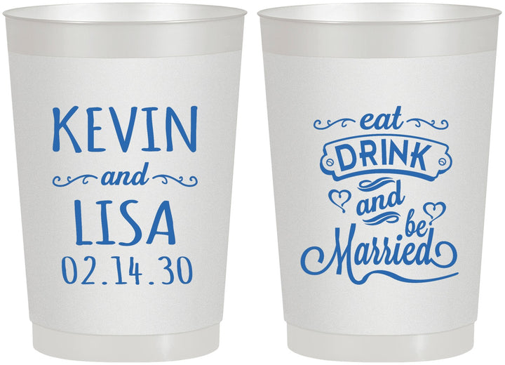 Personalized Wedding 22 oz Frosted Cups - Eat Drink Be Married | 239
