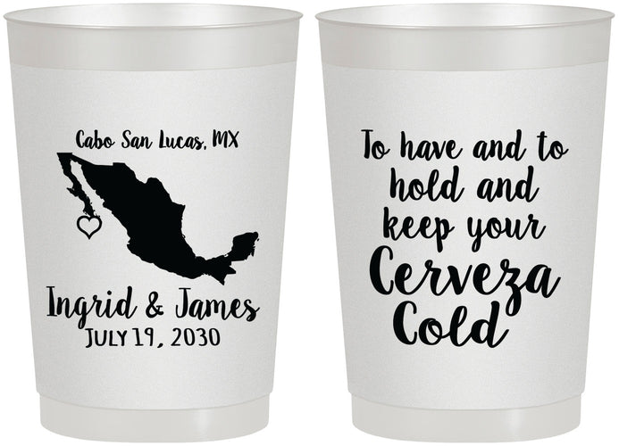 Personalized Wedding 22 oz Frosted Cups - Cerveza Mexico | 240