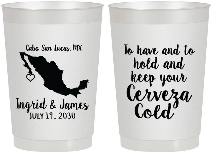 Personalized Wedding 22 oz Frosted Cups - Cerveza Mexico | 240