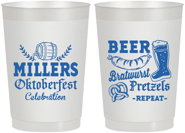 Personalized Oktoberfest 22 oz Frosted Cups - Bratwurst Pretzels | 240007
