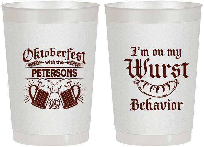 Personalized Oktoberfest 22 oz Frosted Cups - Wurst Behavior | 240010