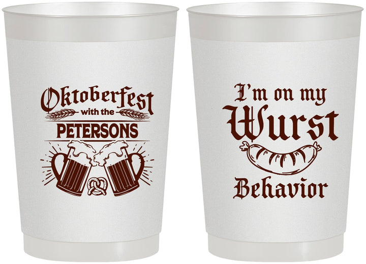 Personalized Oktoberfest 22 oz Frosted Cups - Wurst Behavior | 240010