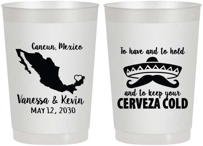 Personalized Wedding 22 oz Frosted Cups - Cerveza Mexico | 241