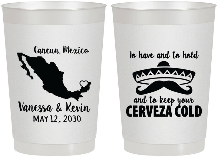Personalized Wedding 22 oz Frosted Cups - Cerveza Mexico | 241