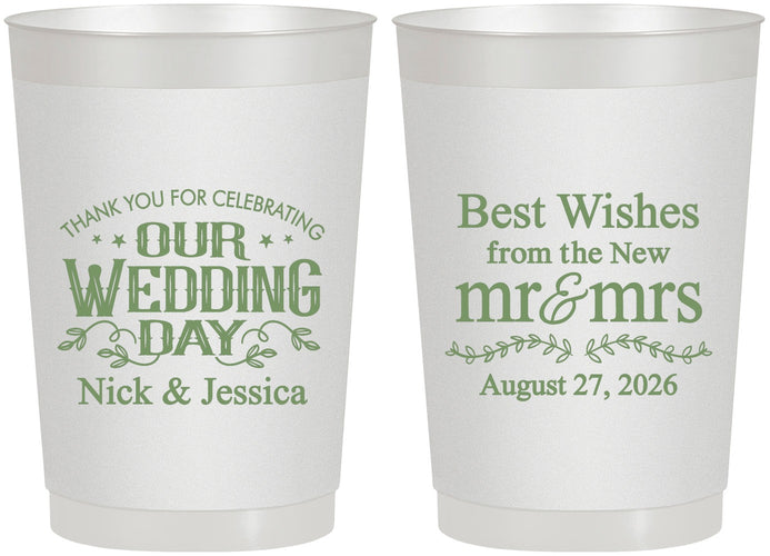 Personalized Wedding 22 oz Frosted Cups - Best Wishes Mr And Mrs | 242