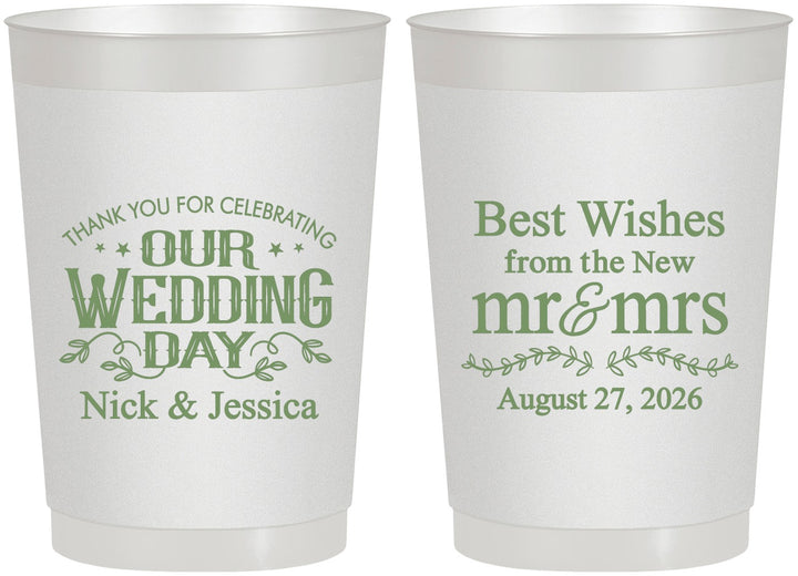 Personalized Wedding 22 oz Frosted Cups - Best Wishes Mr And Mrs | 242