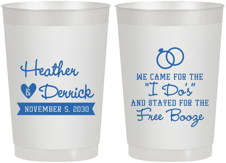 Personalized Wedding 22 oz Frosted Cups - I Do Free Booze | 243