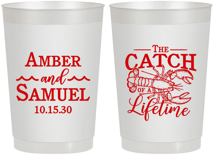 Personalized Wedding 22 oz Frosted Cups - Catch Of A Lifetime Lobster | 245