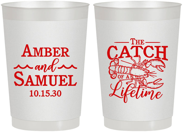 Personalized Wedding 22 oz Frosted Cups - Catch Of A Lifetime Lobster | 245