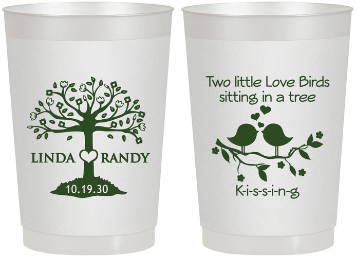Personalized Wedding 22 oz Frosted Cups - Two Little Love Birds | 249