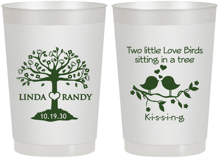 Personalized Wedding 22 oz Frosted Cups - Two Little Love Birds | 249