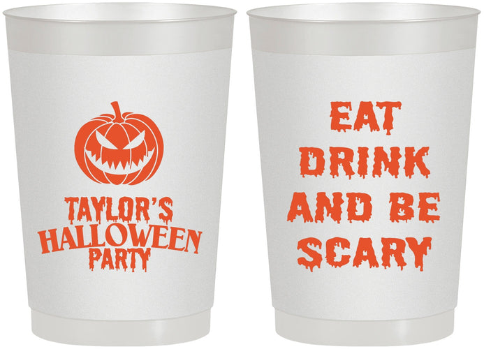 Personalized Halloween 22 oz Frosted Cups - Scary Pumpkin | 250008