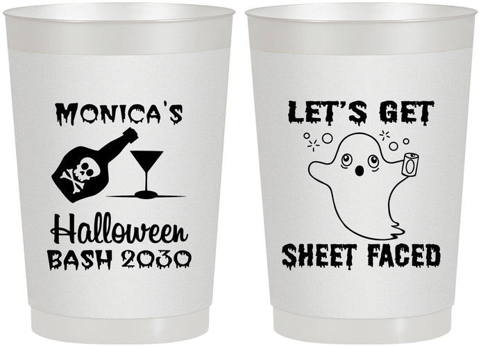 Personalized Halloween 22 oz Frosted Cups - Ghost Sheet Faced | 250009