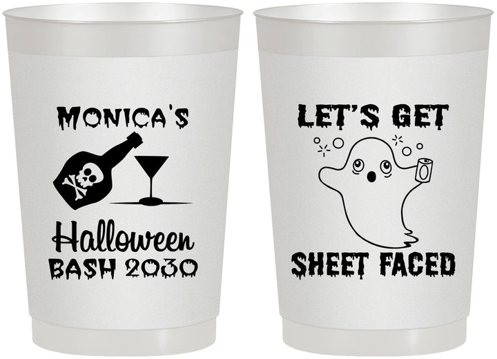 Personalized Halloween 22 oz Frosted Cups - Ghost Sheet Faced | 250009