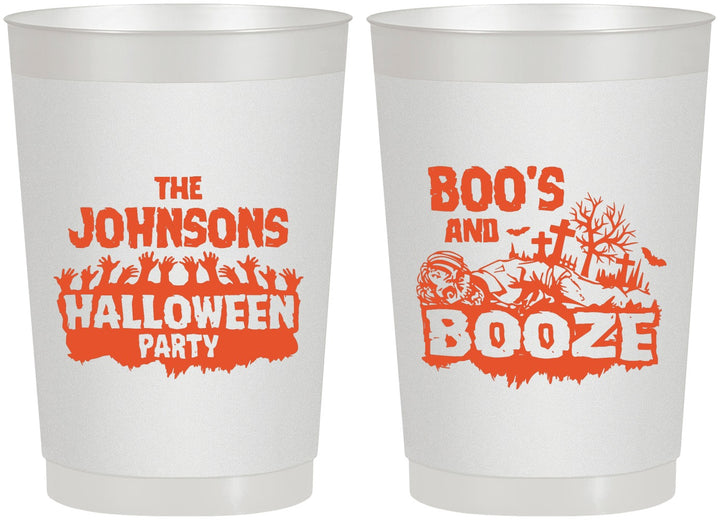 Personalized Halloween 22 oz Frosted Cups - Boos And Booze | 250012