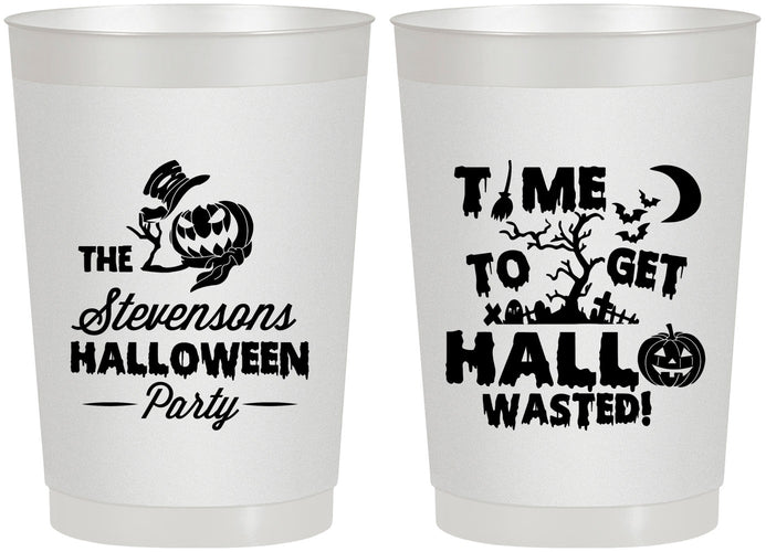 Personalized Halloween 22 oz Frosted Cups - Hallowasted Pumpkin | 250013