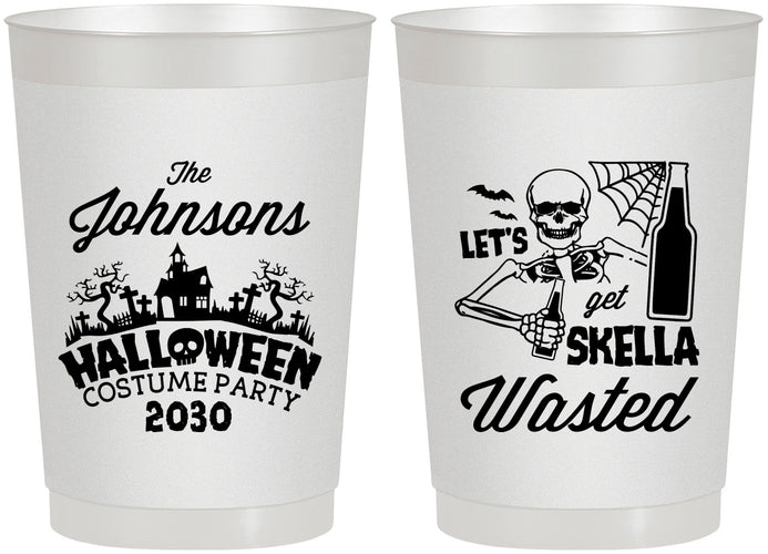 Personalized Halloween 22 oz Frosted Cups - Skellawasted Skeleton | 250014